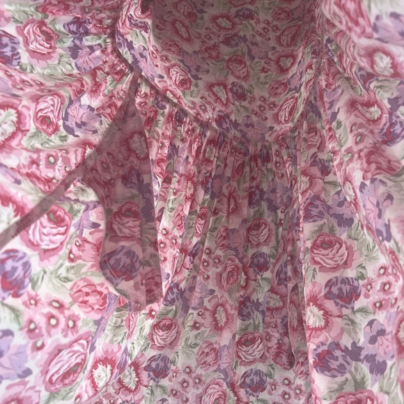 Vtg 80s Laura Ashley Floral Print Cotton Dress | Puff Sleeves | Drop Waist | S - Picture 14 of 17